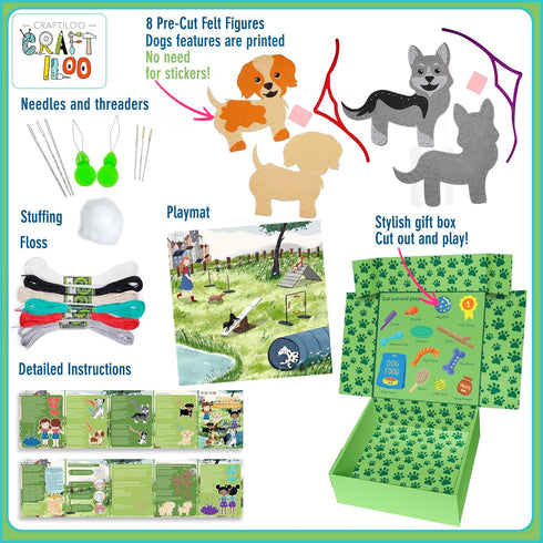 8 8-12 CRAFTILOO Pre-Cut Dogs Stuffed Animal Fun Kids Sewing Kit for Kids Ages Children Beginners Sewing kit Kid Puppy