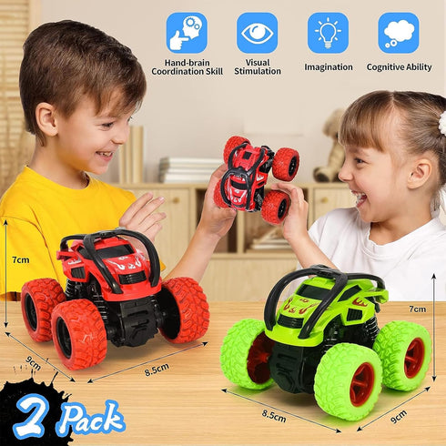 YINSHENG Pull Back Cars Toys for Boys Age 2-6, Monster Trucks for 2-5 Year Olds, 360° Rotating Cars Gifts