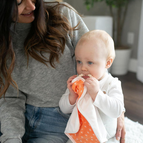 100% Set 0m+ Dr. Brown's Lovey Blanket with Teether Ring and HappyPaci Silicone One-Piece Pacifier, Soothing Security