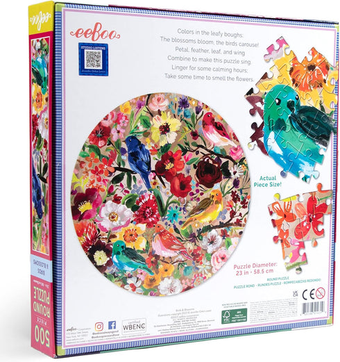 500 23" eeBoo Piece Puzzle - Moth Jigsaw Puzzle for Adults, Circular with Diameter Made with Recycled Board