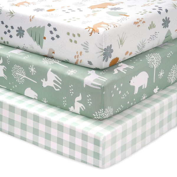 Baby Crib Sheets for Boys and Girls, 3 Pack Fitted Crib Sheets