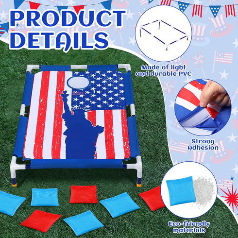 2 in 1 Bean Bag Toss with 12 Bean Bags for Boys Girls, Outdoor Games Cornhole Game Set for Activities