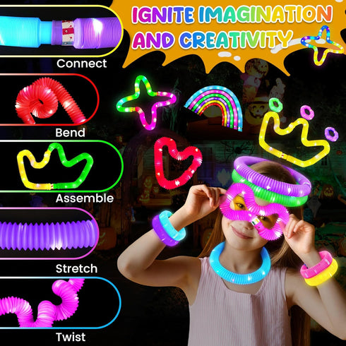 Woplagyreat 6 Light Up Party Favors Supplies,Bulk Glow Sticks Kids Pcs Pop Tubes Toys, Christmas Birthday Gifts
