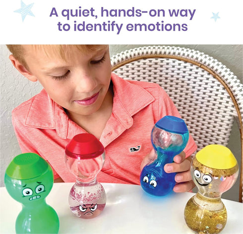 hand2mind Express Your Feelings Sensory Bottles-Primary Emotions, Quiet Toddler Fidgets for Classroom, Calm Down Corner