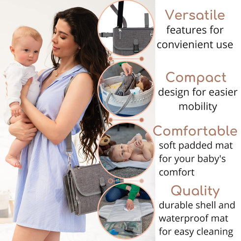 Portable Changing Pad - Waterproof Diaper Changing Mat - Foldable Diaper Changing Clutch Kit