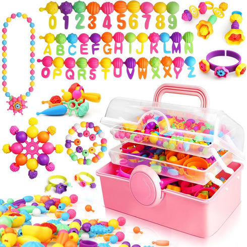 FUNZBO 800+ Pop Beads - Snap Bead Kits for Toddlers, Jewelry Making Kit for Girls, Arts and Crafts for Kids