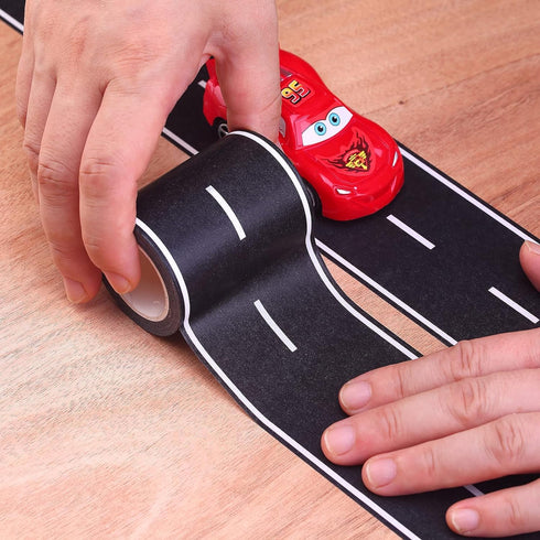 Black Road Track Tape for Kids, Toy Car Road Tape Track, 33" x 4" Each Roll (1 Roll)