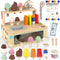 Foldable Wooden Ice Cream Toy Set Pretend Play Food Store for Toddlers,