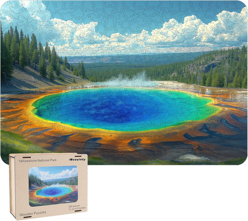 Wooden Puzzle for Adults, Yellowstone National Park Wooden Jigsaw Puzzle (19.8 * 13.2in-500pcs) for Family Game