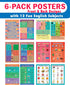Creanoso Fun English Learning Words Educational Posters (6-Pack) - Teacher Supply & Home Schooling Kit