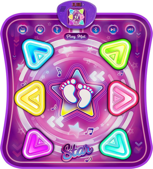 Dance Mat for Girls, Light-up 6-Button Dance Pad with Wireless Bluetooth &