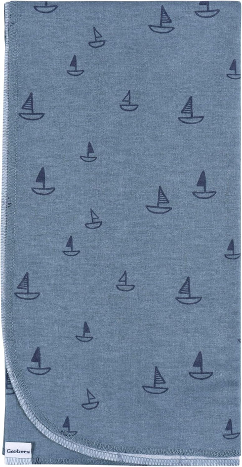 100% 30x30 Inches (Pack 4), Gerber Unisex Baby Cotton Flannel Receiving Blankets of Coastal Calm, One Size