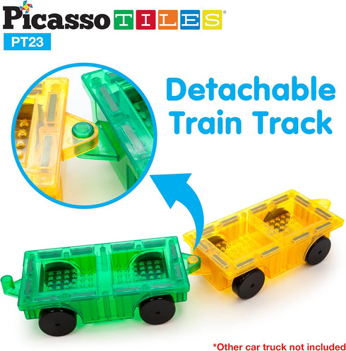 PicassoTiles Magnetic Car Play Set - Action Figures for Kids 3+ - STEM Building Block Vehicle Toy