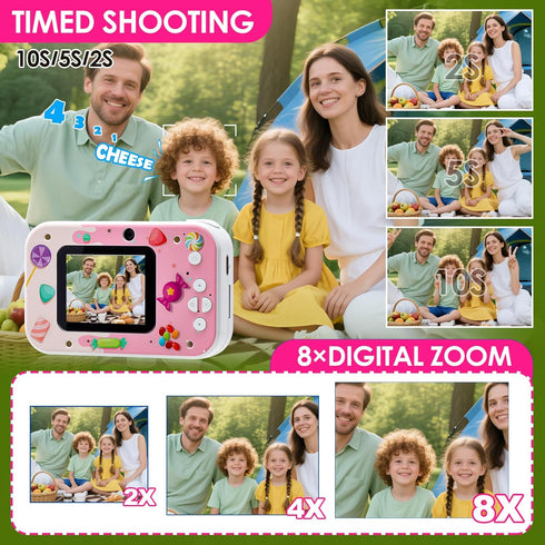 GydEuphranor 3-12 1080P 16GB Kids Digital Camera for Boys and Girls Ages - Selfie Dual Lens Camera with SD Card