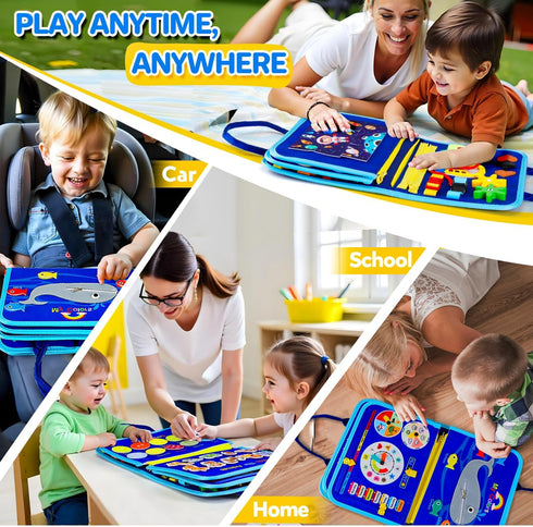 SYHLN Toddler Montessori Busy Board Toys for Little Boy Gifts: Educational Preschool Learning Travel Toys, Busy Book
