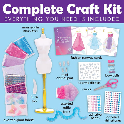 6-8, Creativity for Kids Designed by You Glam Studio: Girls' Fashion Designer Craft Kit for Ages DIY Arts and Crafts
