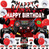Video Game Birthday Party Decorations, Red and Black Gamer Supplies, Happy Birthday Backdrop, Cake Topper