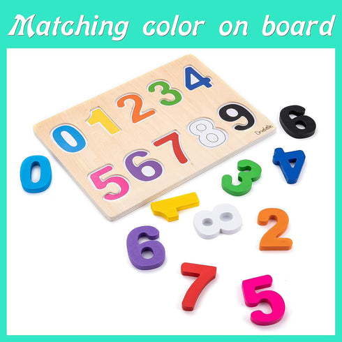 Magnetic Wooden Educational Number Puzzle - Learn Numbers & Color Recognition Toy for Toddler Preschool Game