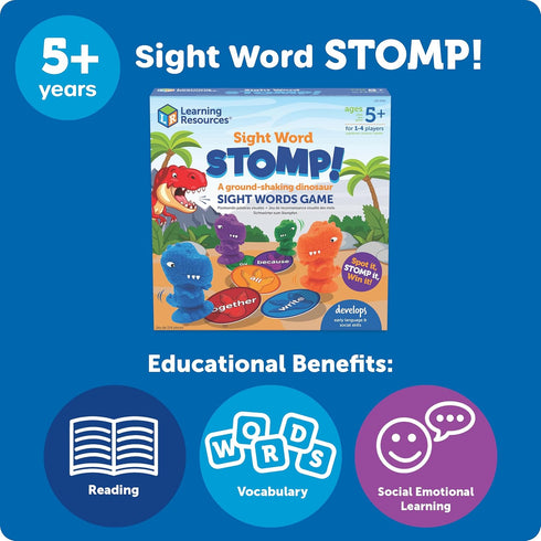 Learning Resources Sight Word Stomp! - Alphabet Toys, Phonics Flash Cards, Classroom Board Games, ABC Homeschool