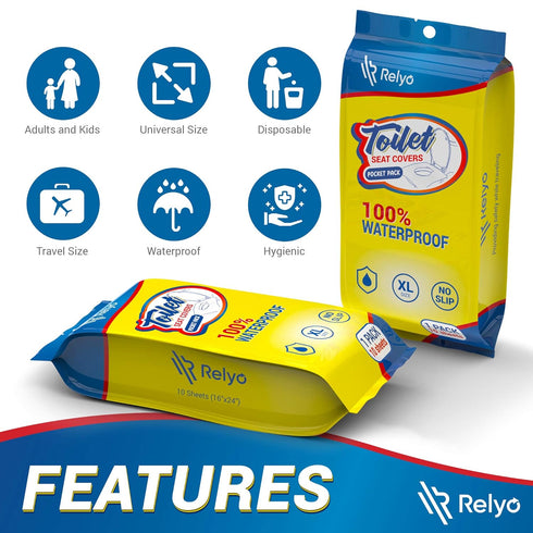 20 Pack XL Disposable Toilet Seat Covers – Waterproof Toilet Cover Sheets with Adhesive Tabs for Adults, Kids &