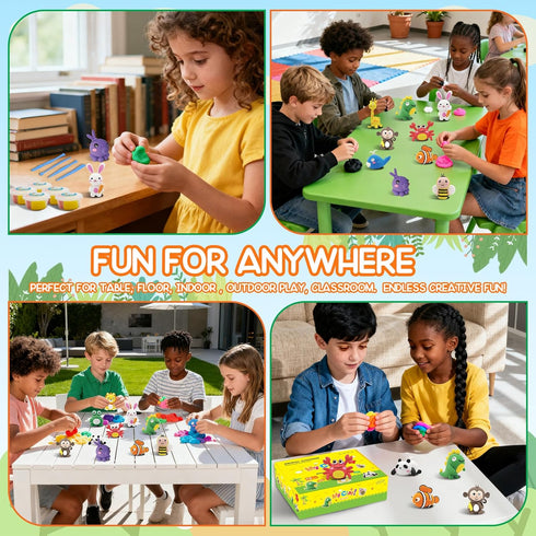 12 Air Dry Clay for Kids Air Clay Art Kits Box Animals Theme Air Dry Modeling Clay Kit w/Sculpting Tools& Step-by-Step