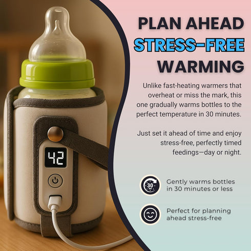 Generic 5 Settings, Portable Baby Bottle Warmer with Temperature Waterproof and Washable Design, Fits All Bottles, LED