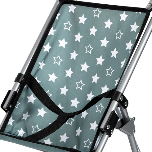 Bayer Design Buggy Umbrella Stroller - Green & White Stars, Foldable Design for Dolls Up to 18"