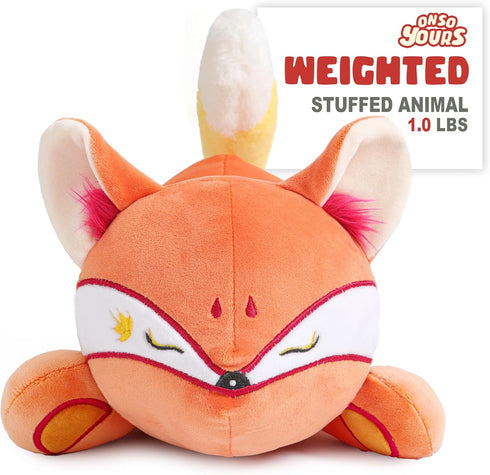 Adults9.8", 1.0 Lbs Onsoyours Original Red Wheat Fox Weighted Stuffed Animal, Cute Weighted Positive Fox Plush Pillow