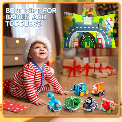 Truck Car Toys for 1 Year Old Boy with Playmat (Storage Bag) | Baby Toys 12-18 Months