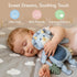 Moonkie Baby Lovey with Silicone Teether, Dinosaur Security Blanket with Textured Ribbons, Crinkle Toys, Soft Minky