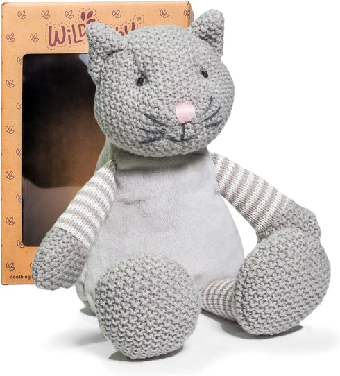 "Cat Stuffed Animals Warmie for Kids - 12 Inch Microwavable Plush Pal with Dried Lavender Aromatherapy"