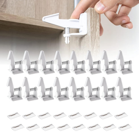 Inaya 16-Pack Cabinet Locks, Child Safety Latches for Baby Proofing Cabinets and Drawers, No Tools Required