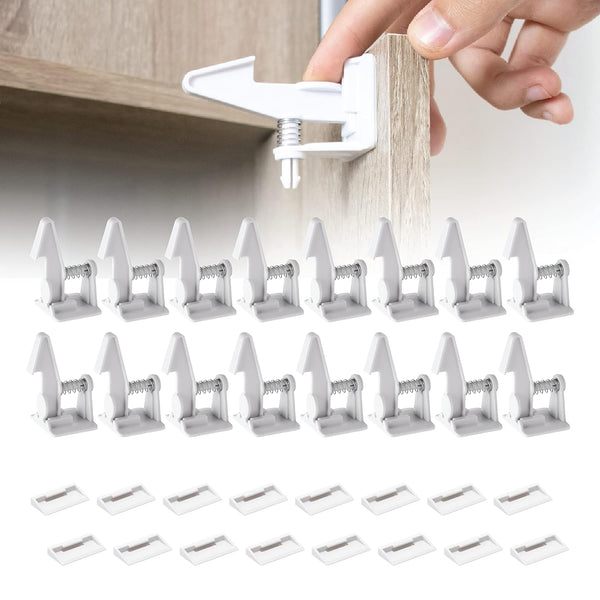 Inaya 16-Pack Cabinet Locks, Child Safety Latches for Baby Proofing Cabinets and Drawers, No Tools Required