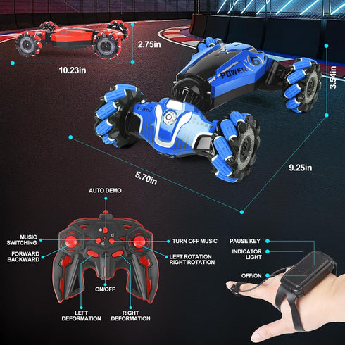 RC Car, RC Stunt Car, 2.4 GHz Remote Control Gesture Sensing Toy Car Hand Control Stunt RC Toys for Children Aged 3-12