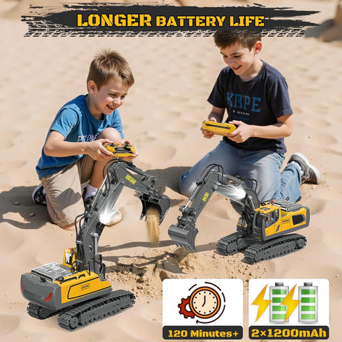 BEWEAI 11CH 2.4Ghz 3 4 5 6 7 8-12 Remote Control Excavator Toy RC Play Excavator Construction Vehicles, RC Sand Digger