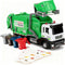 LOVEPOSELY Kids Garbage Recycling Truck Toy, Green Pull-Back Truck Model with Sound &