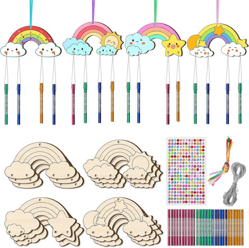 TREACLUB DIY Wind Chime Kit for Kids - Make Your Own Rainbow Coloring