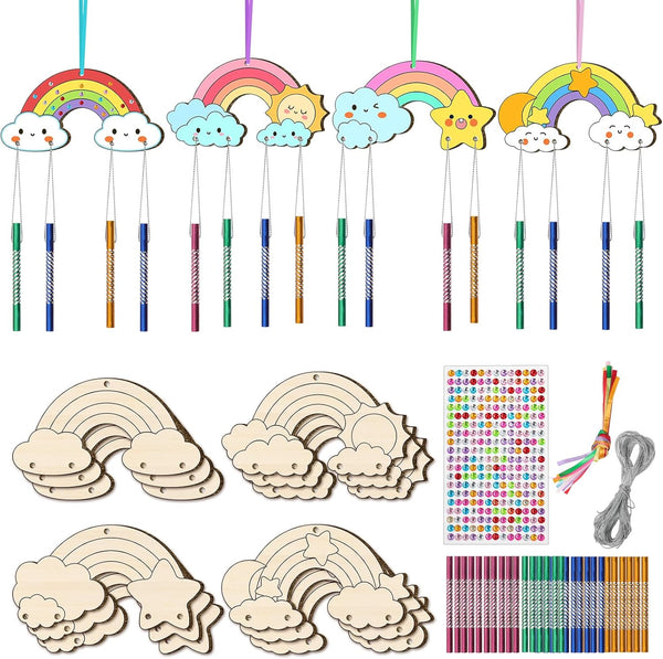 TREACLUB DIY Wind Chime Kit for Kids - Make Your Own Rainbow Coloring