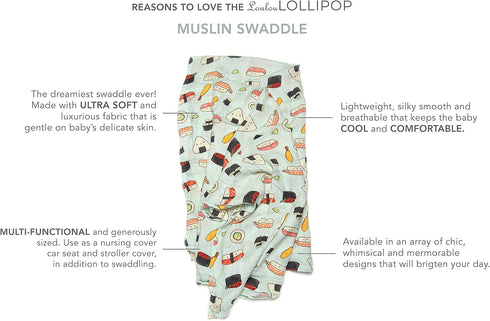 Loulou Lollipop Soft Baby Swaddle Blanket - Muslin Wrap Receiving Blanket for Newborn to Toddler, 47” x 47”