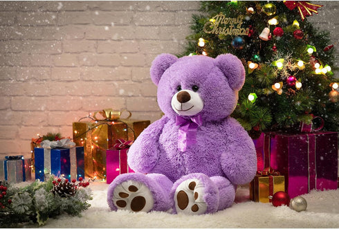 HollyHOME Teddy Bear Stuffed Animal Plush Giant 36 inch Purple Teddy Bears with Footprints