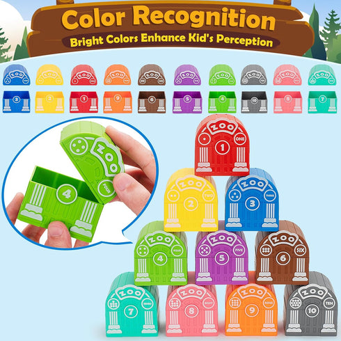 Learning Toys for 1,2,3 Year Old Toddlers, 20Pcs Safari Animals Toys for Montessori Counting & Matching Games
