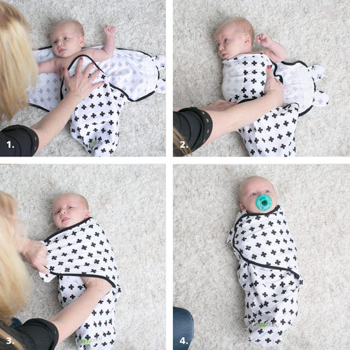 Ziggy Baby Adjustable Baby Swaddles, 0-3 Months, 3 Pack, Soft Cotton Black & White, Newborn Swaddle Blankets