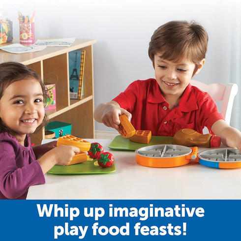 Learning Resources New Sprouts Waffle Time - Breakfast Pretend Play Food Kitchen Toys, Montessori Educational Game