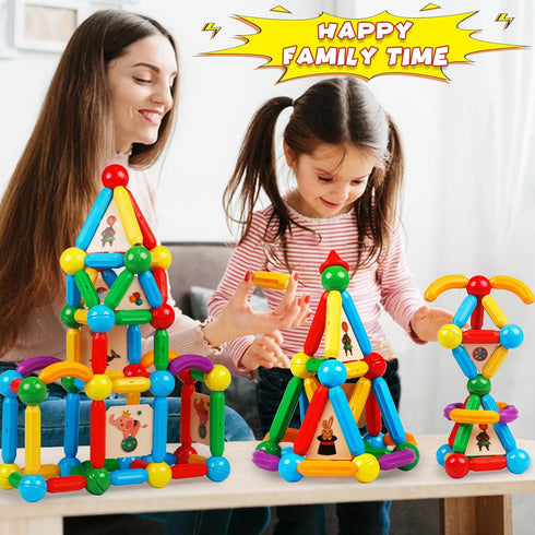 MAGBLOCK 136PCS Magnetic Sticks Blocks - Construction Building Toys for 3+ Years Old, STEM Educational Gifts