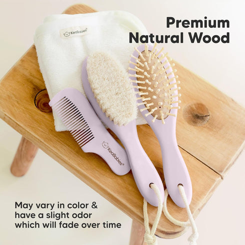 Wooden Baby Hair Brush for Toddler Girls, Boys - Cradle Cap Brush for Babies, Soft Goat Bristles, Perfect Gentle Scalp