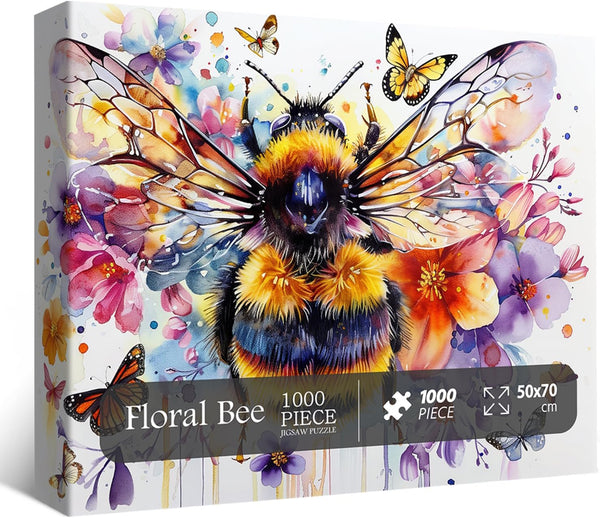 Flowers Bee Puzzles for Adults 1000 Pieces - Garden Bee Butterfly Jigsaw Puzzles as Nature Home Decor
