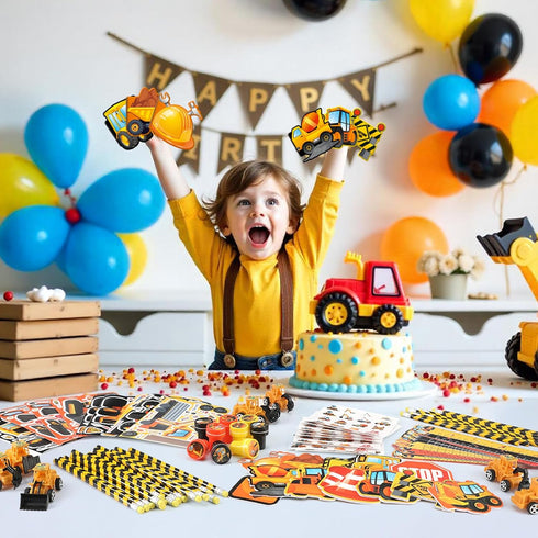 96Pcs Set BenLouis Construction Party Favors Excavator Tractor Theme School Stationery Bulk for Kids Construction