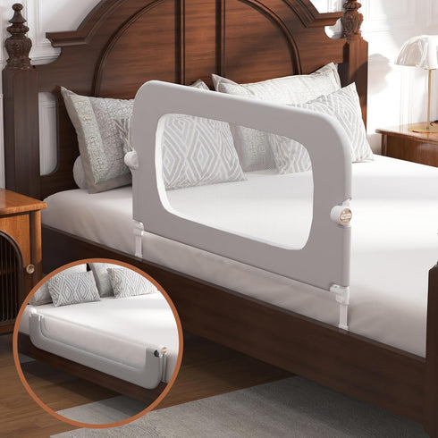 Bed Rail for Toddlers, Adjustable Foldable Guard for Kids, Height Adjustable Bed Rail for Twin, Full, Queen & King Beds