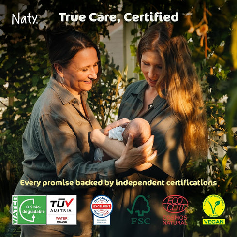 98% 168 Count (3 Packs) Naty Flushable Baby Wipes | Water, Hypoallergenic & Natural for Sensitive Skin | Unscented