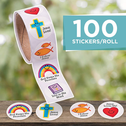 Fun Express Christian Symbols Smiles Roll Sticker, Stationery Stickers - 1 Piece